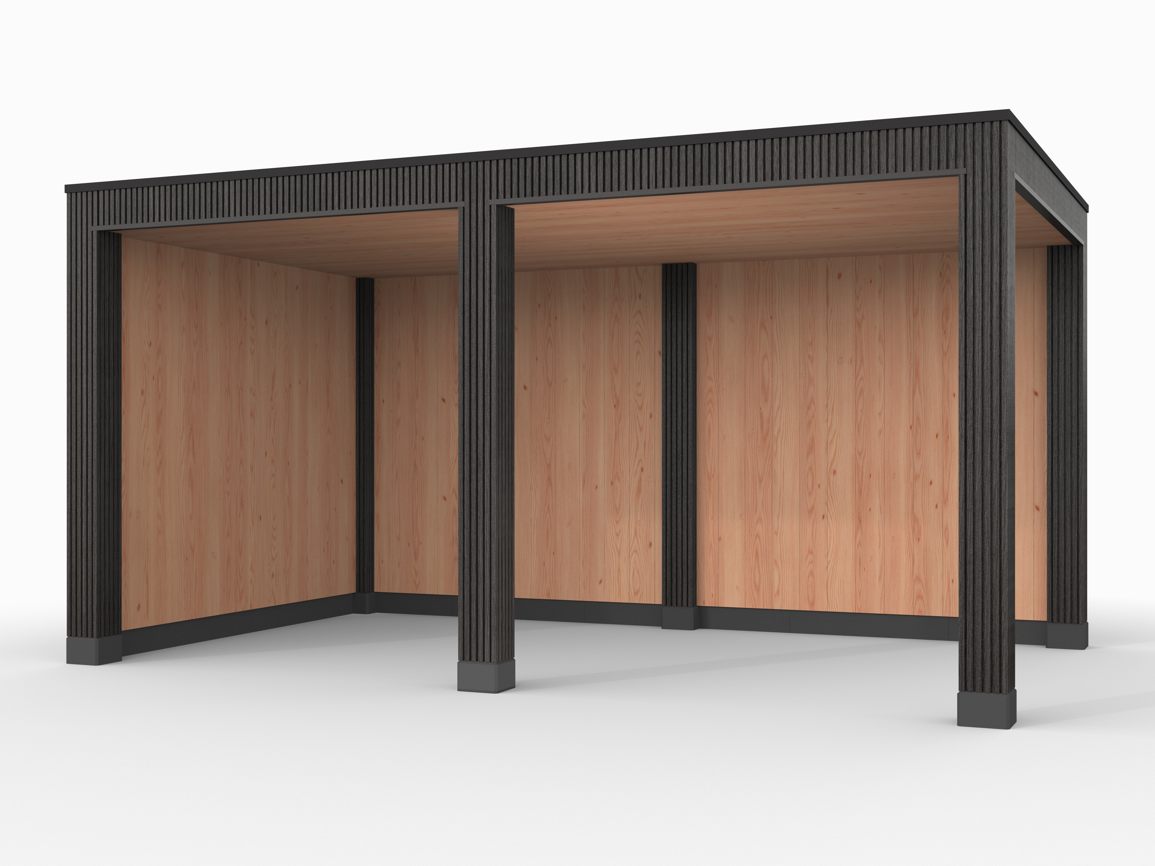 Douglas overkapping, 500 x 300, met achterwand en zijwand, Westwood Rhombus Zwart - Afbeelding 1